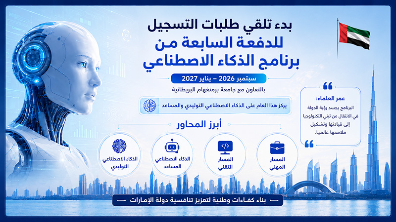 فتح باب التسجيل للدفعة السابعة من برنامج الذكاء الاصطناعي في الإمارات